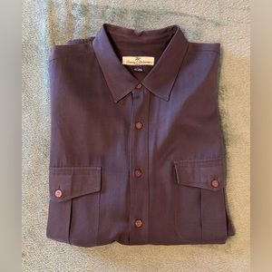 Tommy Bahama L/S Silk/Cotton Blend Black Shirt, Size: L (5109)